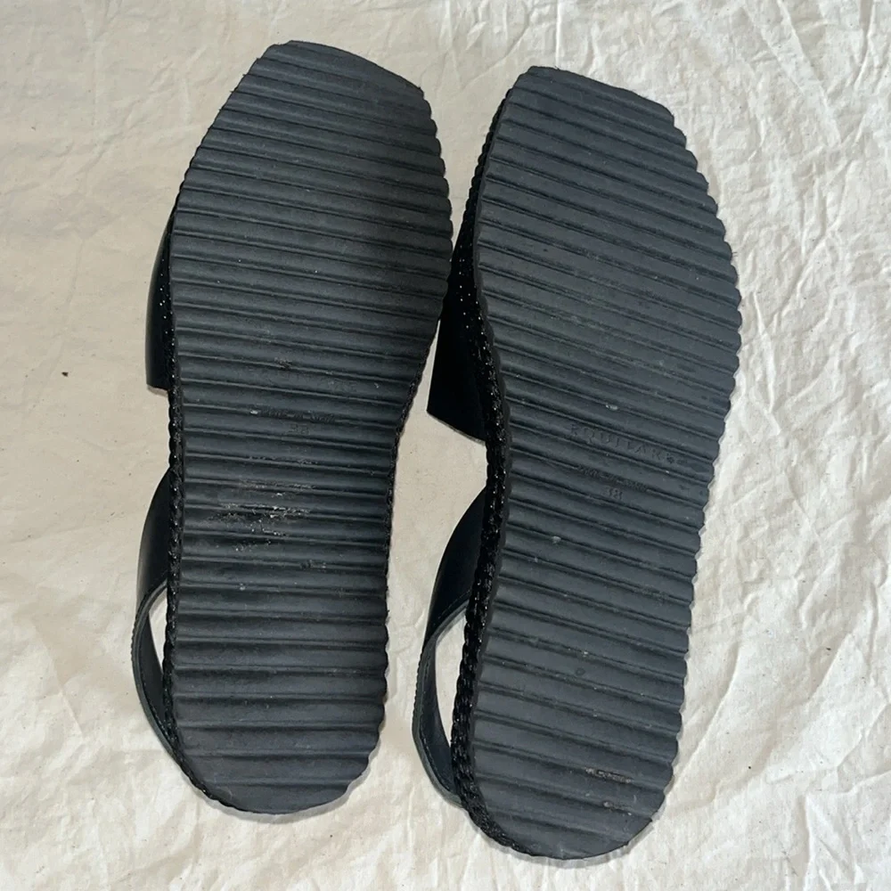 Equitare Black Leather Sandals 38